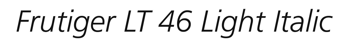 Frutiger LT 46 Light Italic original font preview
